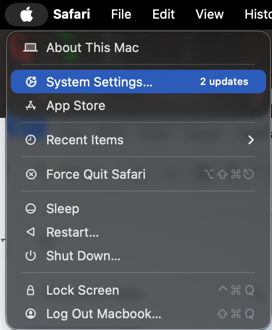 click System Settings